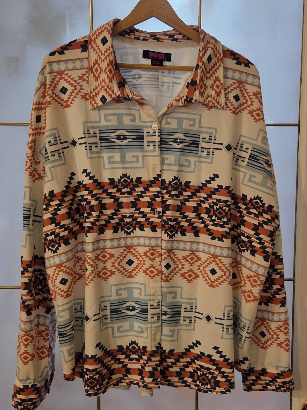 Navajo-Print Rodeo Button Down Shirt - Picture 2 of 4